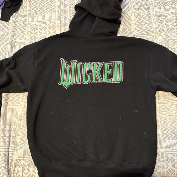 WICKED Movie 2024 Zip Hoodie Sz L Black Neon Embroidered Logo Whimsical Witch - Picture 1 of 3